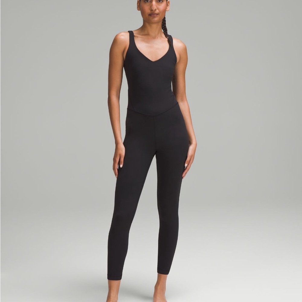 Black ribbed Lululemon align bodysuit 25”